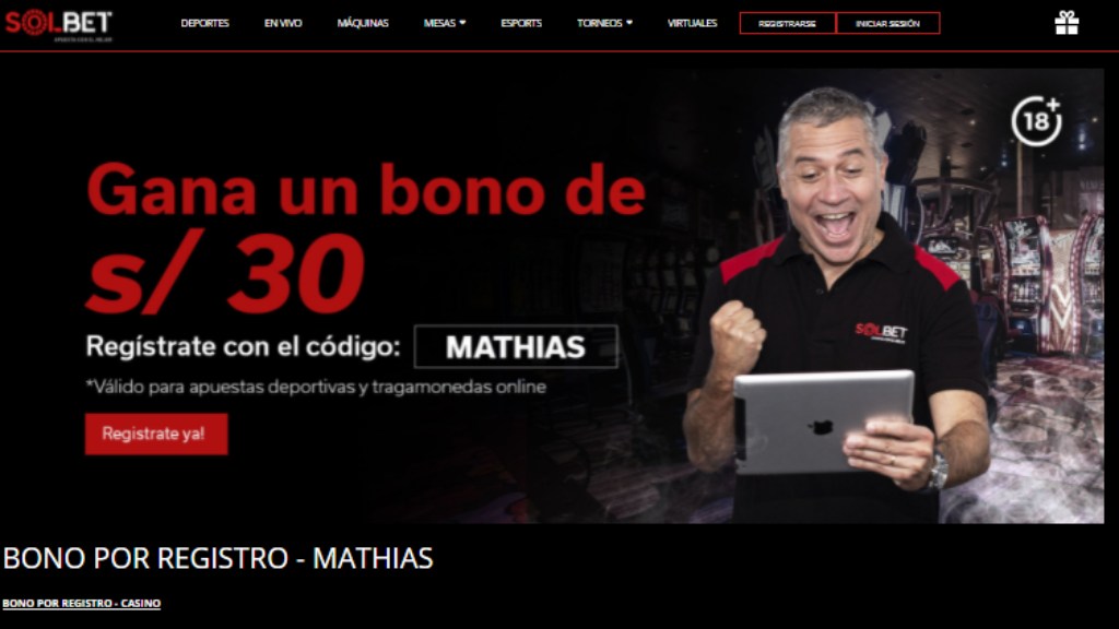 Nuevo Bono por registro Mathias de Solbet Perú