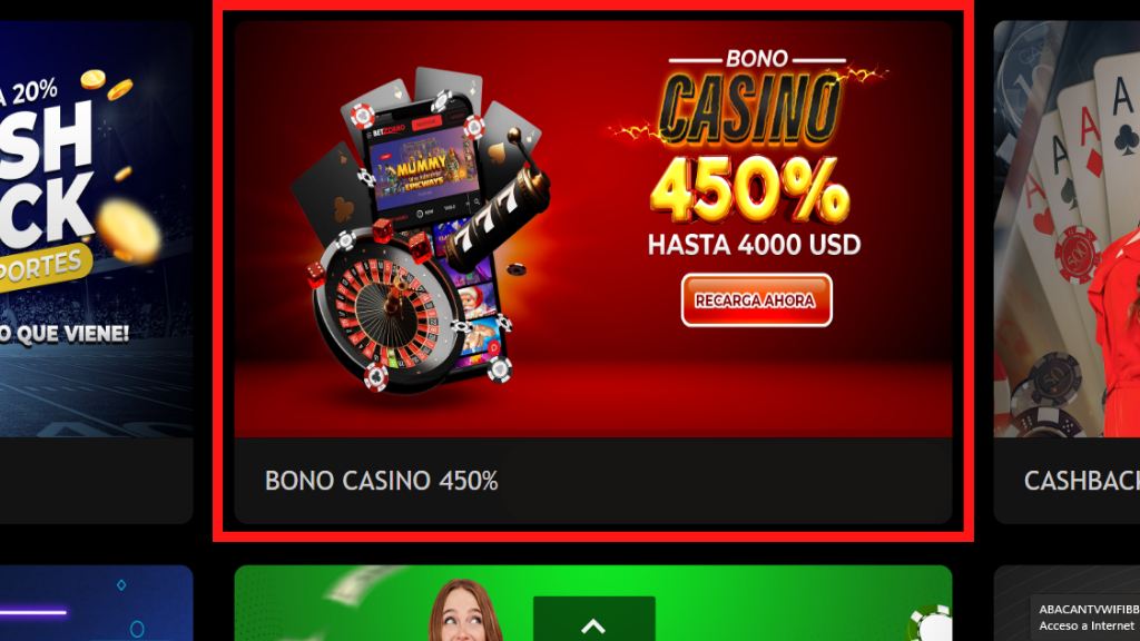 Bono de bienvenida al casino en Betzorro Perú