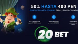 Bono de recarga semanal en juegos de casino en 20Bet Perú