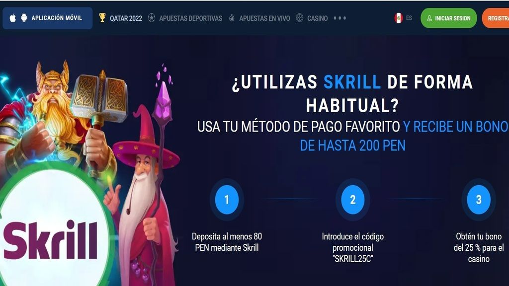 Promo de depósito con Skrill en 20Bet Perú