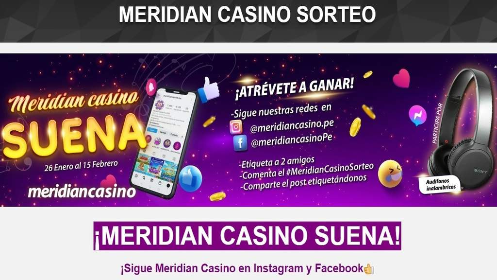 Gana siguiendo a Meridian Casino en Instagram y Facebook