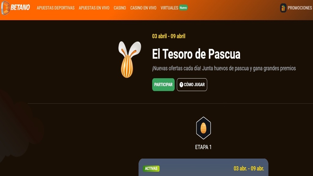 Promo de casino el calendario de pascua de Betano Perú