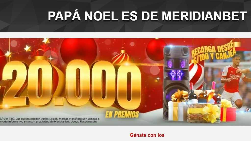 Bono de recarga Papa Noel llega a Meridianbet Perú