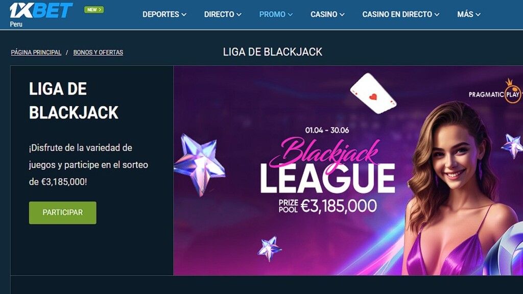 Gana en la Blackjack League de 1xbet Perú abril 2024